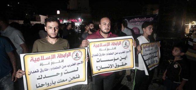 Gazze’de, açlık grevindeki Filistinli tutuklulara destek