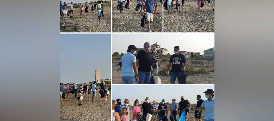 Salamis sahilinde çevre temizliği yapıldı