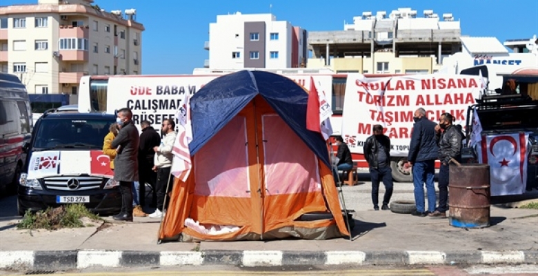 Kıbrıs Türk Toplu Taşımacılar Birliği Eylemi Dördüncü Gününde Devam Ediyor