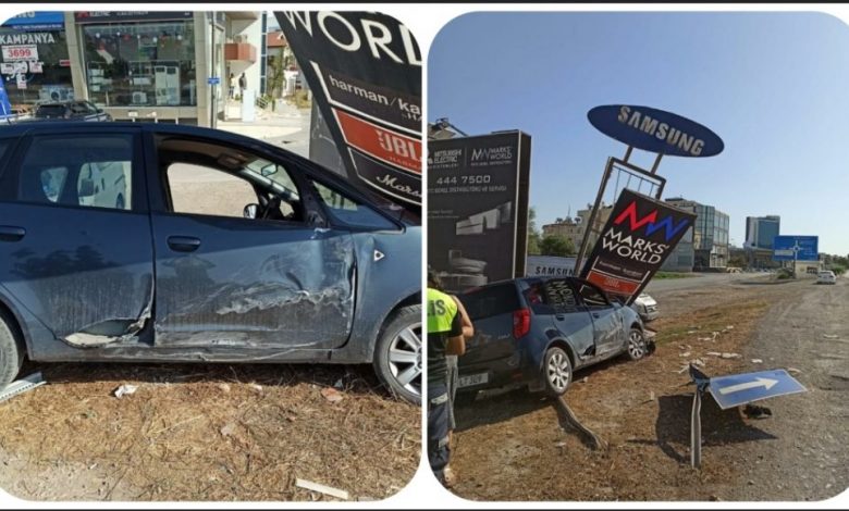Lefkoşa’da direksiyon hakimiyetini kaybeden sürücü kaza yaptı