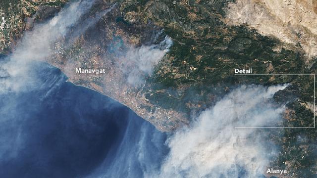 NASA uydusu ile Türkiye’deki yangınları görüntüledi