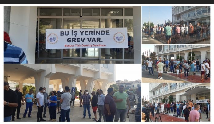 Gazimağusa Belediyesi’nde süresiz greve gidildi