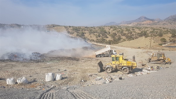 Güngör Katı Atık Depolama Alanı’nda yangın söndürme çalışmaları devam ediyor