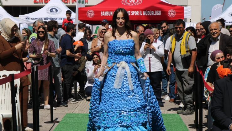Samsun’da 10 bin kapaktan yapılan elbise Guinness’e aday