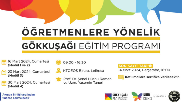 “Öğretmenlere Yönelik Gökkuşağı Eğitim Programı” adlı pilot eğitim serisi 16 Mart’ta başlıyor