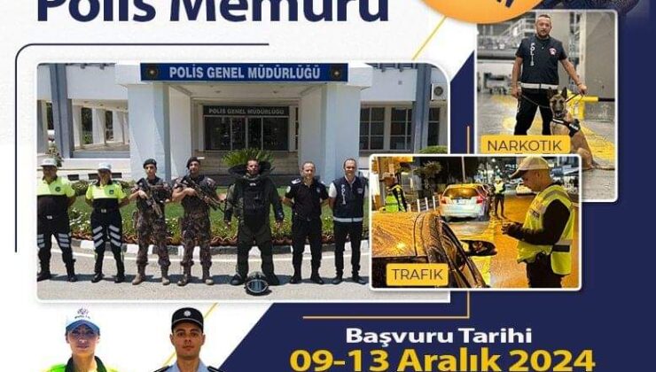 Polis memuru kadrolarına 170 kişi alınacak… Başvurular 9-13 Aralık’ta kabul edilecek